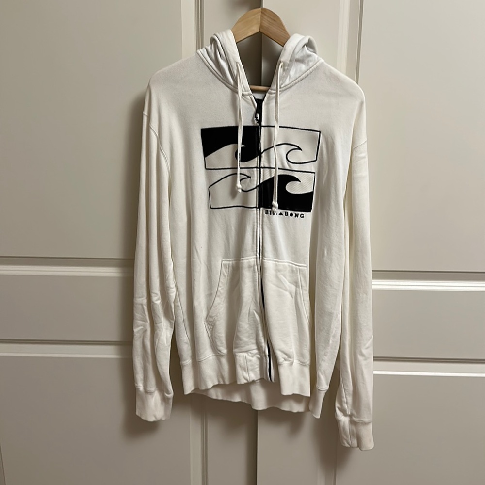 Men’s Billabong White Zip Up Hoodie Size XL